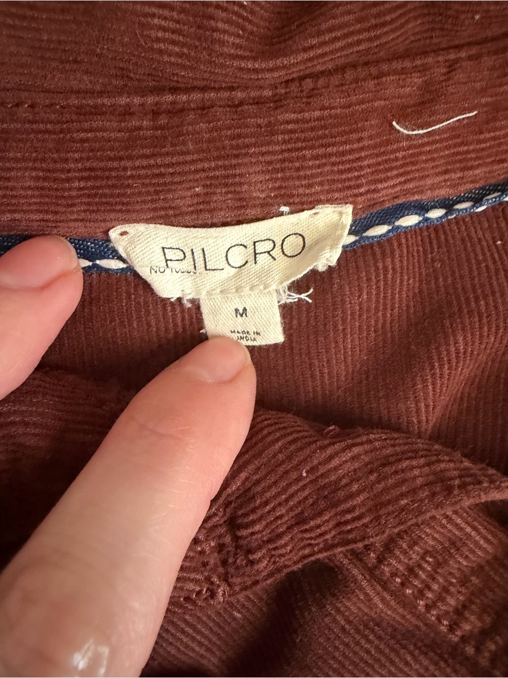Pilcro Anthropologie Corduroy Button-Up Shirt in Rust brown oversized - Picture 7 of 7